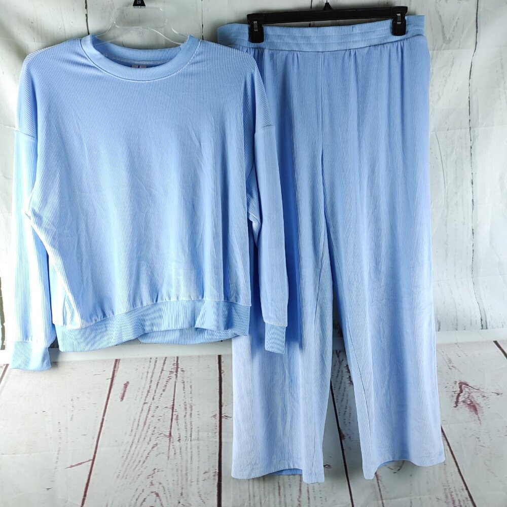 Joyspun You Are Gorgeous Sz XL(16-18) Sky Blue 2pc Lounge Set W/Pocket & Tie NWT